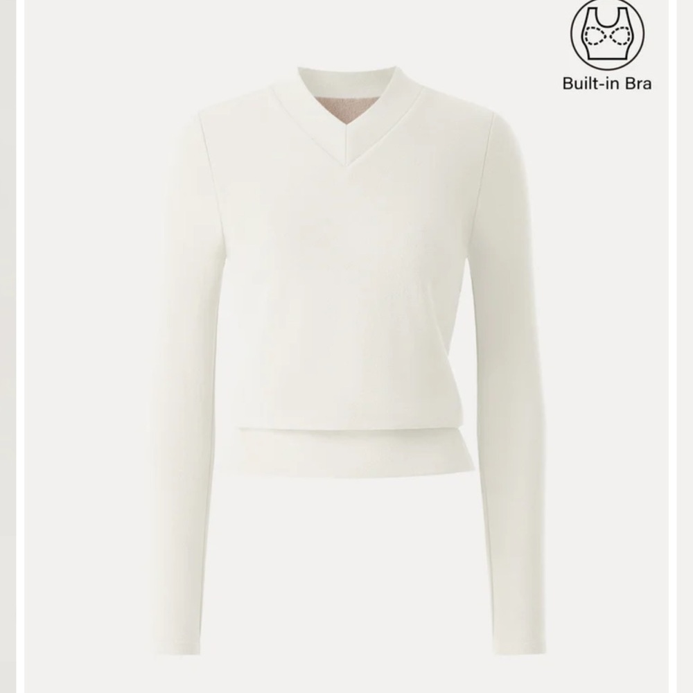 OGL White V-Neck Long Sleeve Crop Top